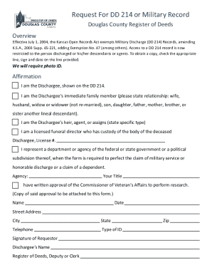 Request for DD 214 or Military Record