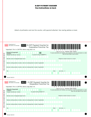 DC D-20P Payment Voucher for Corporation Franchise Tax