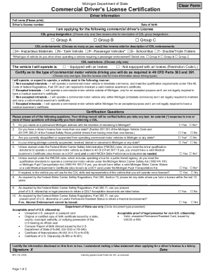 Michigan Commercial Driver’s License Certification