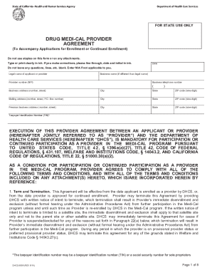 California Drug Medi-Cal Provider Agreement