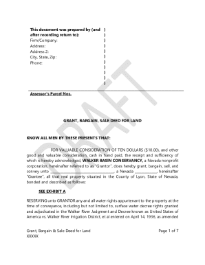 Grant Bargain Sale Deed for Land