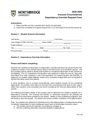 Dependency Override Request Form