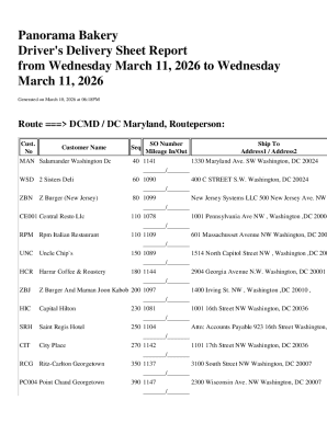 Driver's Delivery Sheet Report