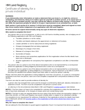 UK Land Registry Identity Verification Form