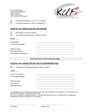 Windelsäcke Application Form