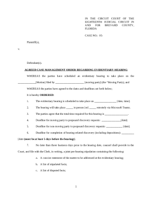 Agreed Case Management Order