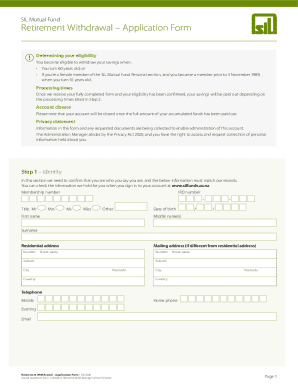 SIL Mutual Fund Retirement Withdrawal Application