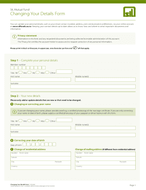 SIL Mutual Fund Changing Your Details Form