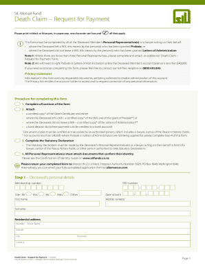 SIL Mutual Fund Death Claim Request for Payment