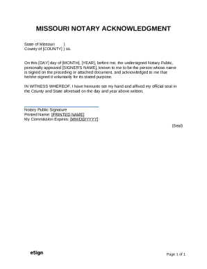 Missouri Notary Acknowledgment