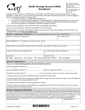 Wisconsin HSA Enrollment Form