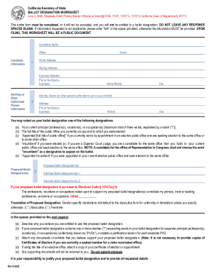 California Ballot Designation Worksheet