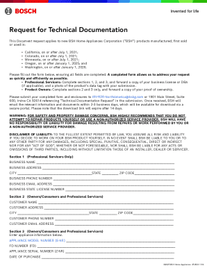 Technical Documentation Request Form