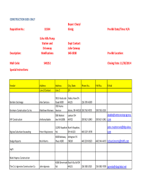 Construction Bid Request Form