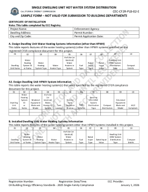 California Hot Water System Compliance Form