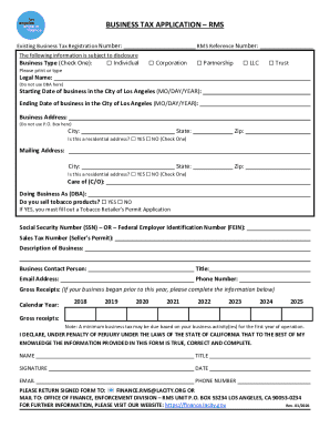 Business Tax Application Los Angeles
