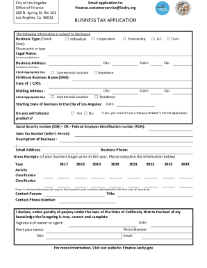 Los Angeles Business Tax Registration Certificate Application