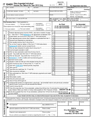 Ohio Amended Individual Income Tax Return