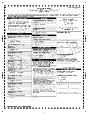 Whitefish Bay Election Ballot