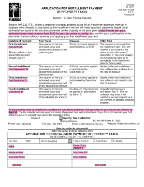 Florida Property Tax Installment Payment Application