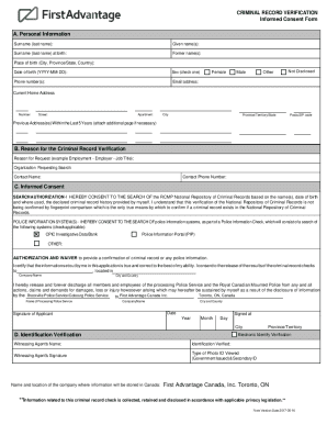 Criminal Record Verification Consent Form