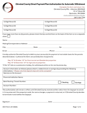 Olmsted County Direct Payment Plan Authorization