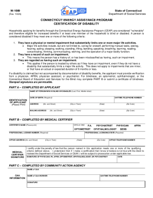 Connecticut Energy Assistance Program Disability Certification