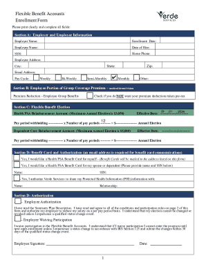 Flexible Benefit Accounts Enrollment Form - Blank Fillable Template ...