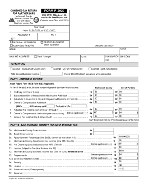 Combined Tax Return Form P-2020