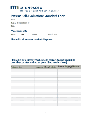 Patient Self-Evaluation Standard Form