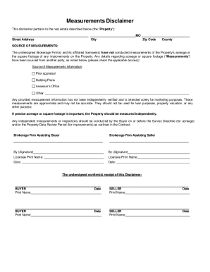 Real Estate Measurements Disclaimer