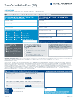 Transfer Initiation Form (TIF)