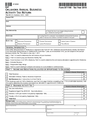 Oklahoma Annual Business Activity Tax Return