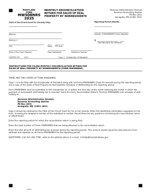 Maryland Monthly Reconciliation Form MW508NRS