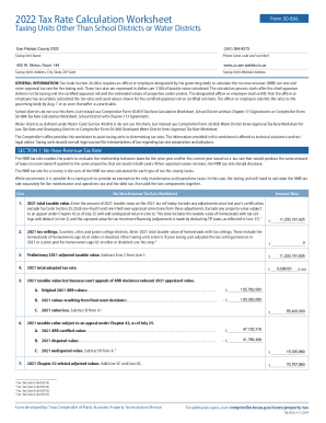 2022 Texas Tax Rate Calculation Worksheet