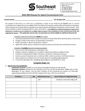 2022-2023 Request for Special Circumstances Form