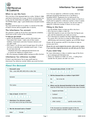 UK Inheritance Tax Account Form IHT400