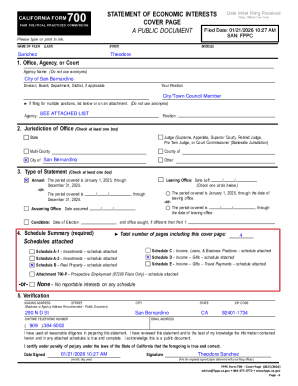 California Form 700 Statement of Economic Interests