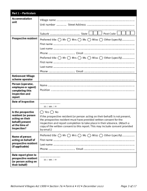 Retirement Village Entry Condition Report
