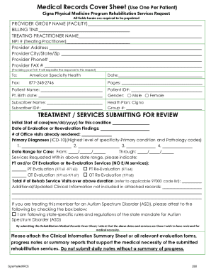 Cigna Physical Medicine Program Rehabilitation Services Request