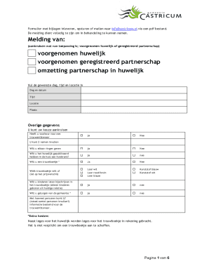 Dutch Marriage or Registered Partnership Notification Form