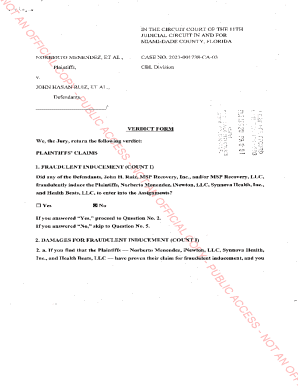 Verdict Form for Fraudulent Inducement and Negligent Misrepresentation