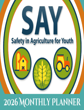 2026 Monthly Planner for Agricultural Safety