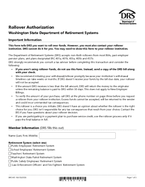 Washington State Rollover Authorization Form