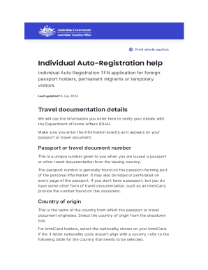 Individual Auto Registration TFN Application