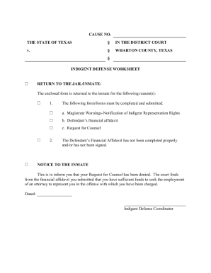 Texas Indigent Defense Worksheet