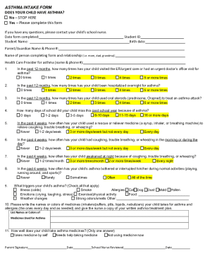 Asthma Intake Form