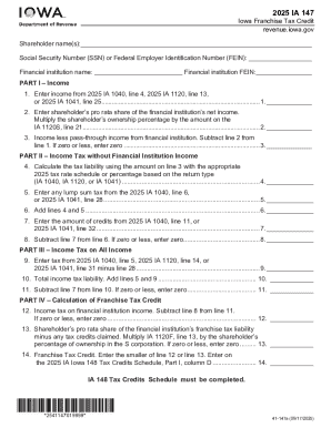 Iowa Franchise Tax Credit Form 147
