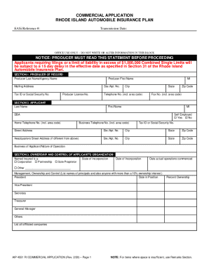 Rhode Island Commercial Application