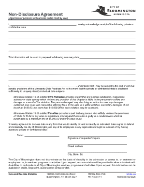 Non-Disclosure Agreement for Minnesota Data Practices